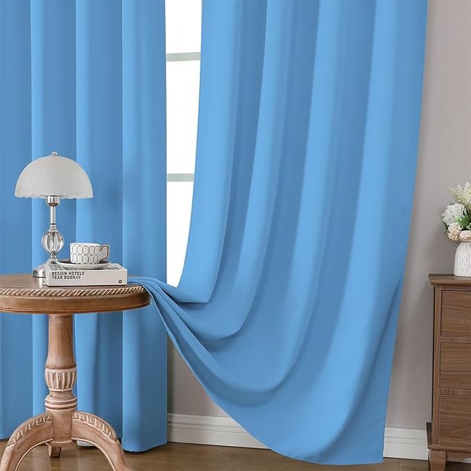 CUCRAF Light Blue Blackout Curtains 84 inch Length 2 Panels Set, Rod Pocket - Image 5