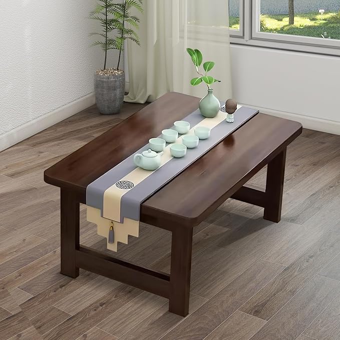 Japanese Floor Sitting Table, Folding Wood Tea Table Chabudai Japanese Coffee - Image 6
