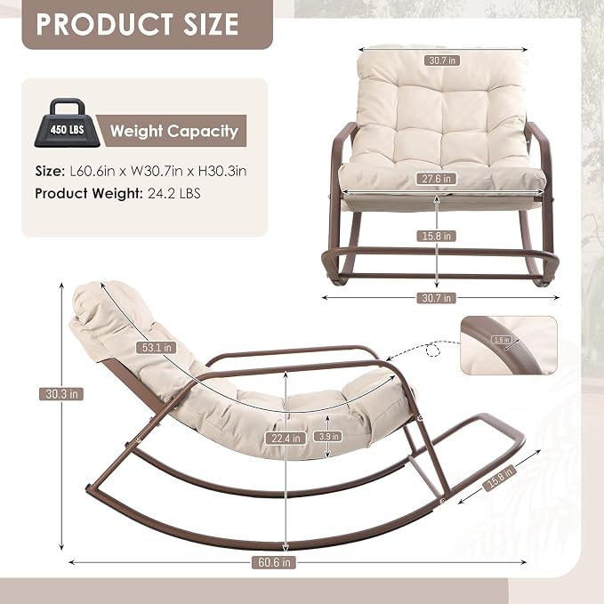 RADIATA 2pcs Rocking Lounge Chair, Indoor Outdoor Reclining Lounger - Image 2
