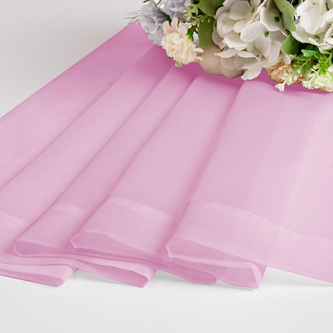 Chyhomenyc Pink Sheer Valances for Window 2 Pack, 42Wx14L Inches Small Sheer - Image 7