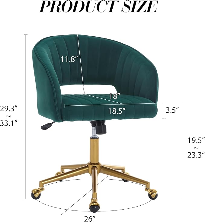 Home Office Chair Swivel Velvet Desk Chair Accent Armchair Upholstered Modern - Image 3