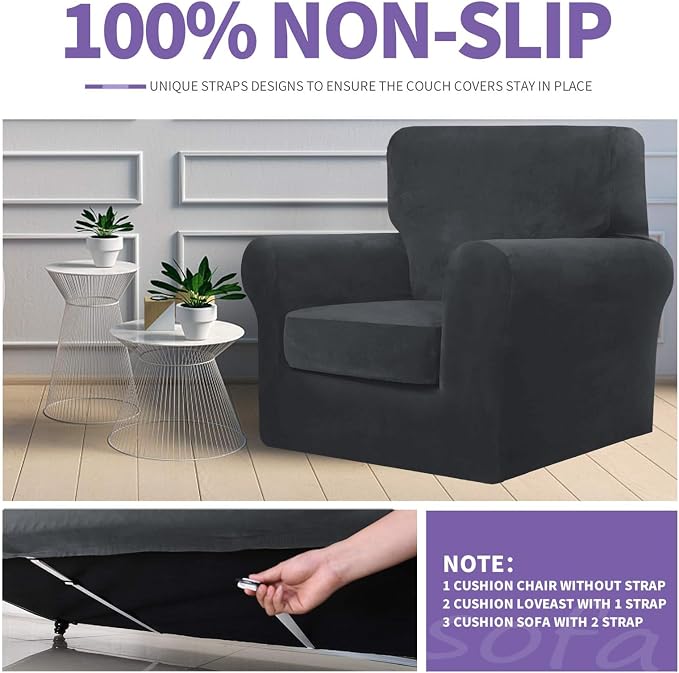 ZNSAYOTX Luxury Velvet Sofa Cover 3 Piece Stretch Loveseat Covers - Image 5