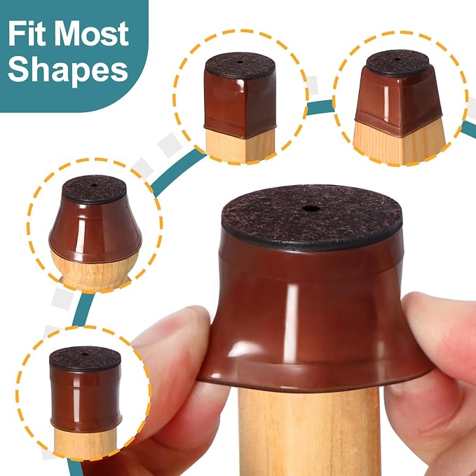24 Pcs Chair Leg Floor Protectors Round, Silicone Felt Furniture Leg Pads Caps - Image 3