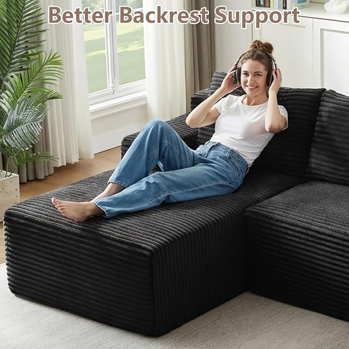 96" Cloud Sectional Couch with L-Shape Chaise, Modular Comfy Sofa Chaise Longue - Image 4