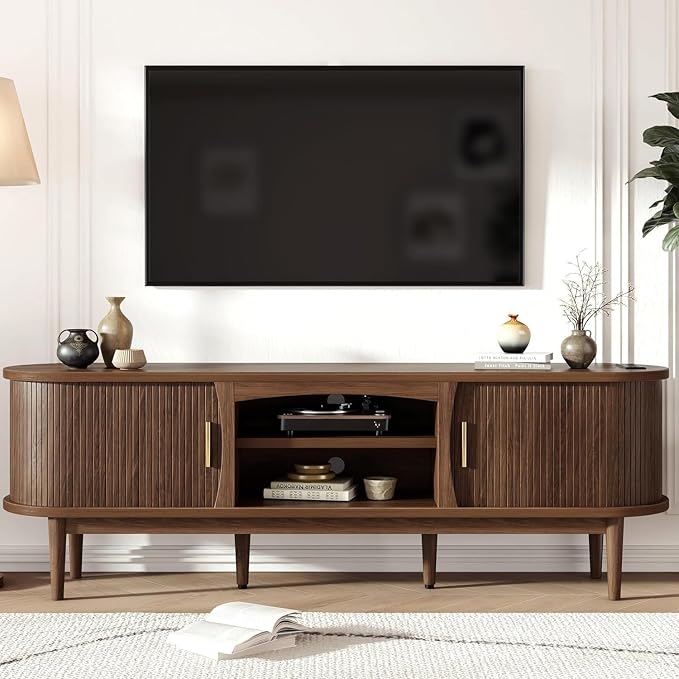 Decofy Mid Century TV Stand for TVs up to 70 Inches, Entertainment Center by Decofy