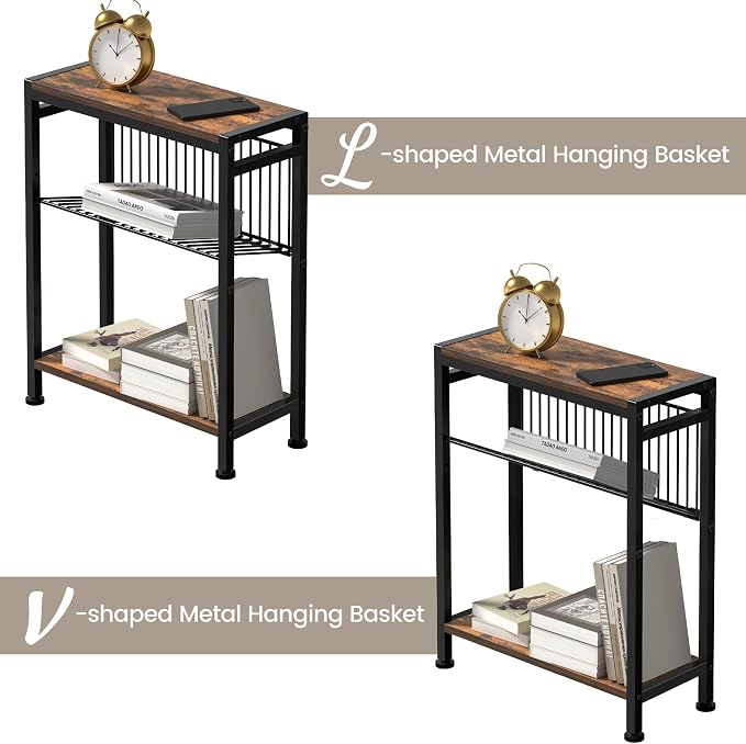 Small Side Table for Small Space, 3-Tier Narrow End Table - Image 7