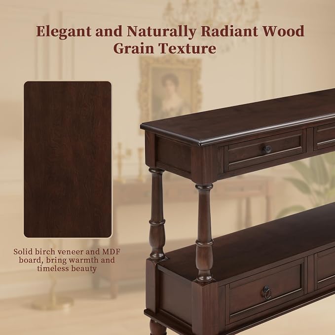 Vintage Solid Wood Console Table - Image 4