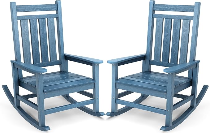 SERWALL Outdoor Rocking Chair Set of 2, HDPE Rocking Chair by SERWALL