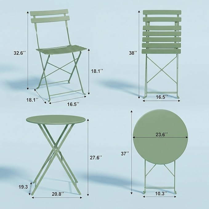 GarveeLife Outdoor Metal Bistro Set, 3-Piece Patio Furniture Set - Image 2