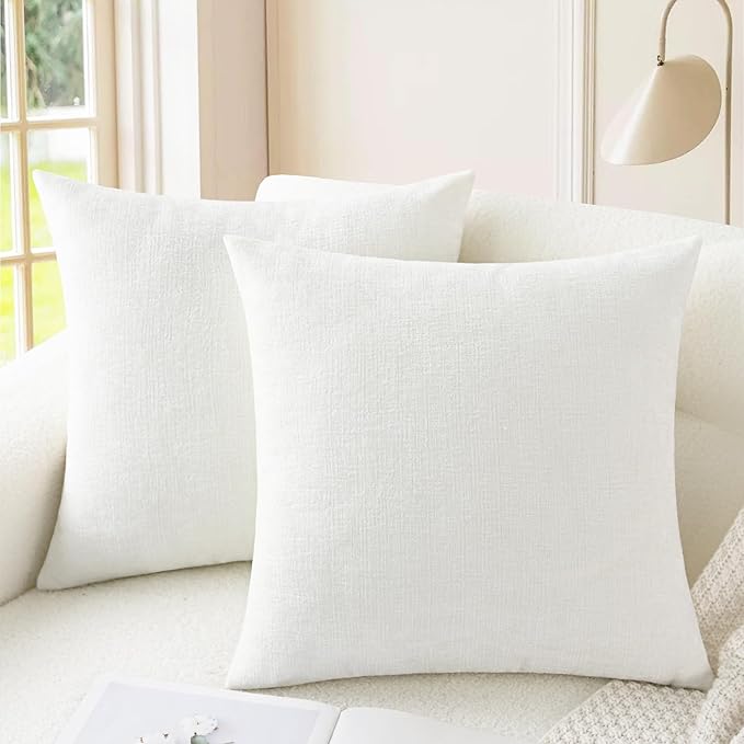 CaliTime Throw Pillow Covers Decorative 16 X 16 Inches Pack of 2 Cozy Chenille by CaliTime