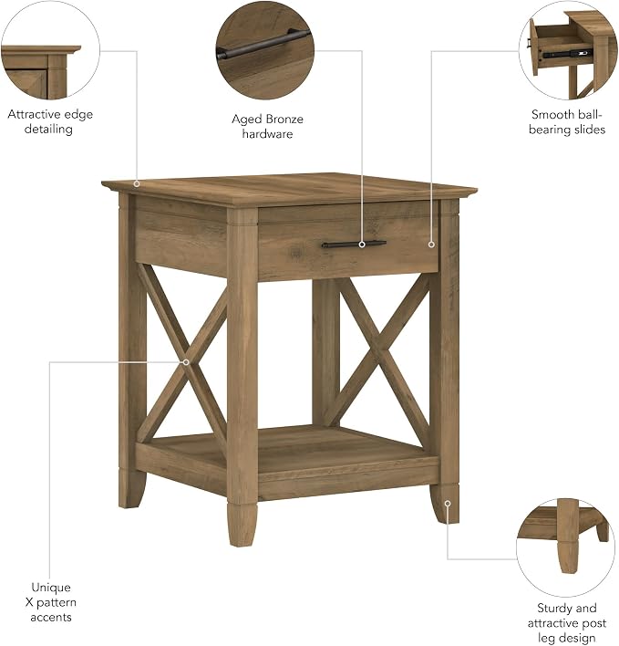 Bush Home End Table with Drawer, Nightstand with Storage, Living Room and - Image 5