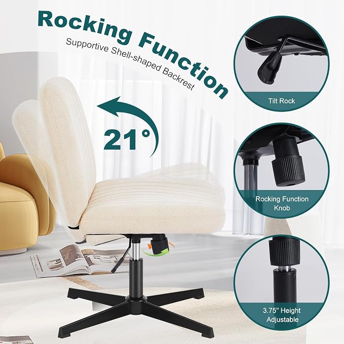 OLIXIS Criss Cross Legged Chairs Armless No Wheels Wide Seat Height Adjustable - Image 6