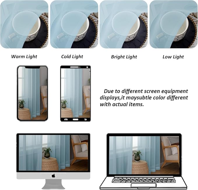 Chyhomenyc Sky Blue Sheer Curtains 96 inches Long 2 Panels, Light Filtering - Image 8