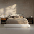 RECCI AirFrame Half-Moon Upholstered Queen Platform Bed Frame, Velvet Curved by RECCI