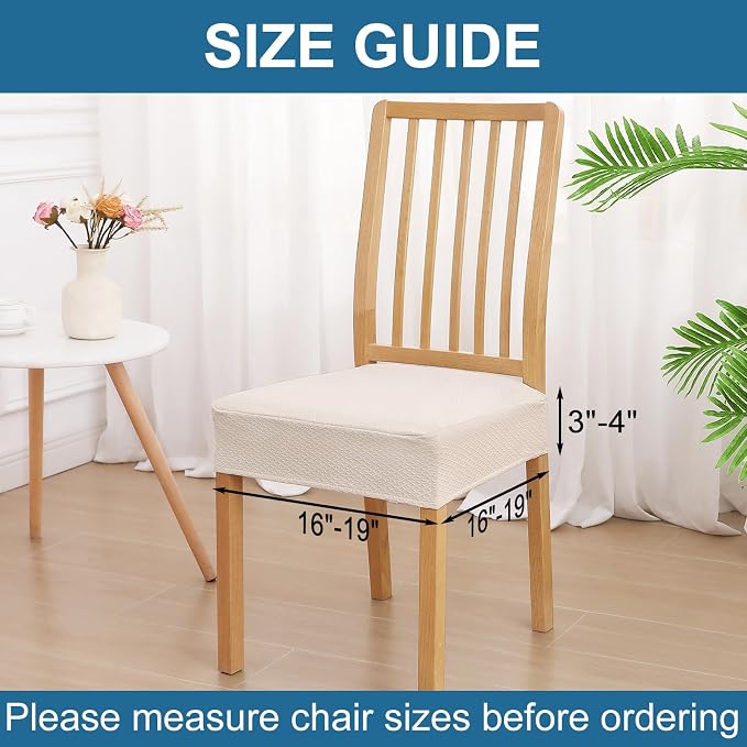 Smiry Waterproof Seat Covers for Dining Room Chairs Set of 4, Stretch Jacquard - Image 2