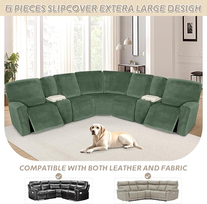 Arfntevss Sectional Recliner Couch Covers Velvet Washable Corner Sectional Sofa - Image 3