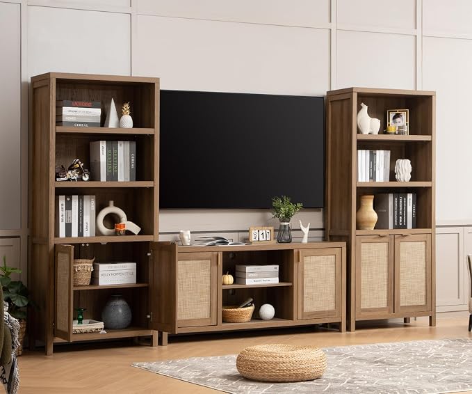 SICOTAS TV Stands for Living Room : Rattan TV Console Cabinet - Image 9