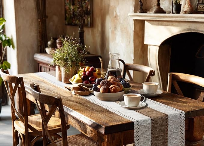 FEXIA Boho Table Runner for Home Coffee Decor 90 Inches Long Farmhouse Rustic - Image 8