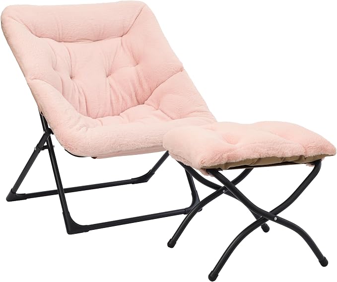 Comfy Saucer Chair for Adults, Soft Faux Fur Bedroom Chair by MordchilHF