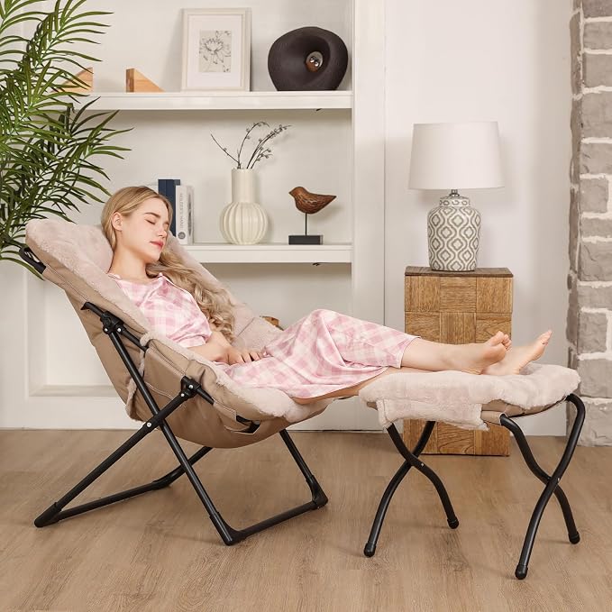 Comfy Saucer Chair for Adults, Soft Faux Fur Bedroom Chair - Image 5