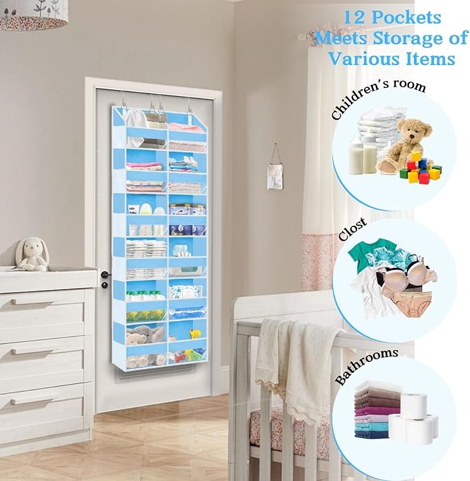 Over The Door Organizer 6 Tiers, Extra Large Behind Door Storage of 12 - Image 6