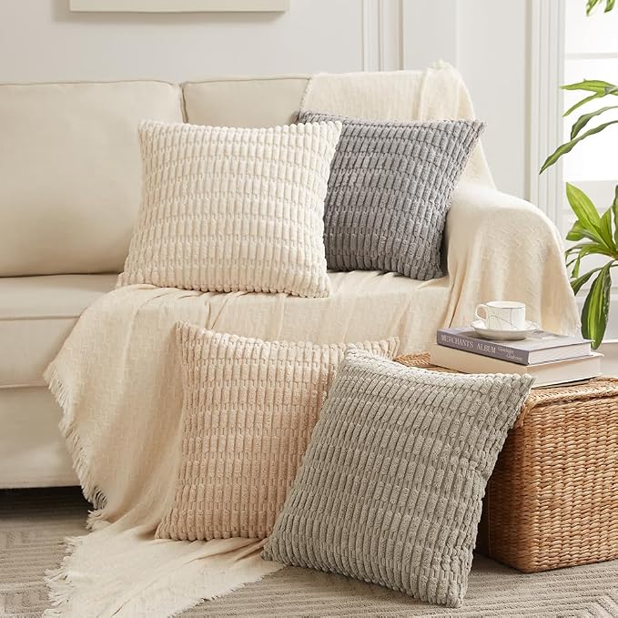 Fancy Homi 4 Packs Neutral Small Decorative Throw Pillow Covers 14x14 Inch - Image 8