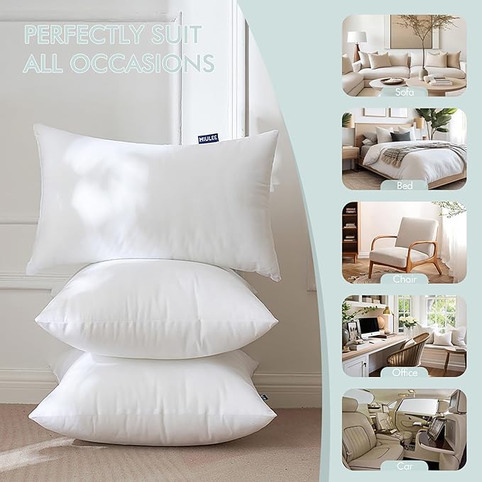 MIULEE Set of 2 Throw Pillow Inserts 12x24 Inches, Nowoven Decorative Pillow - Image 6