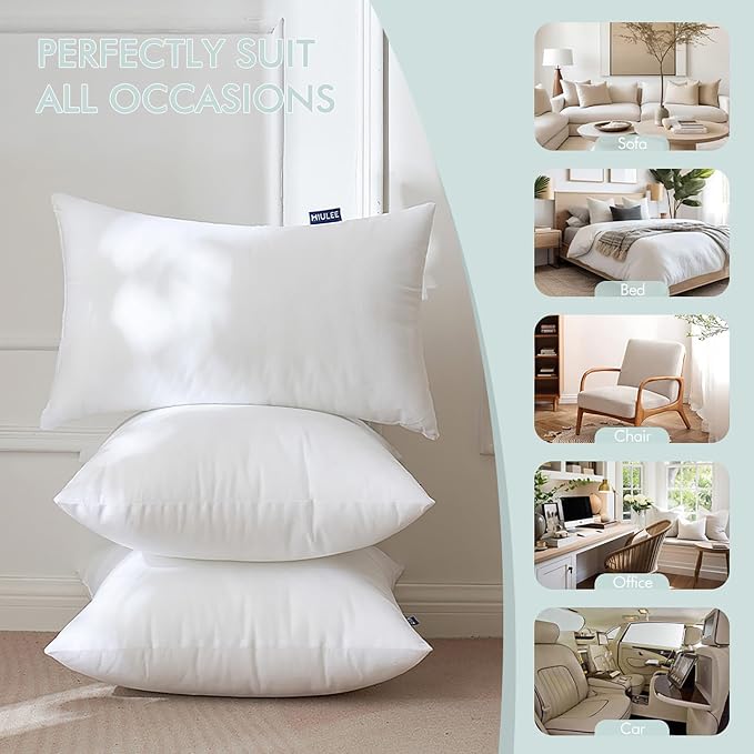 MIULEE Pillow Insert 12x20 Inch Set of 4, Decorative Rectangle Throw Pillow - Image 4
