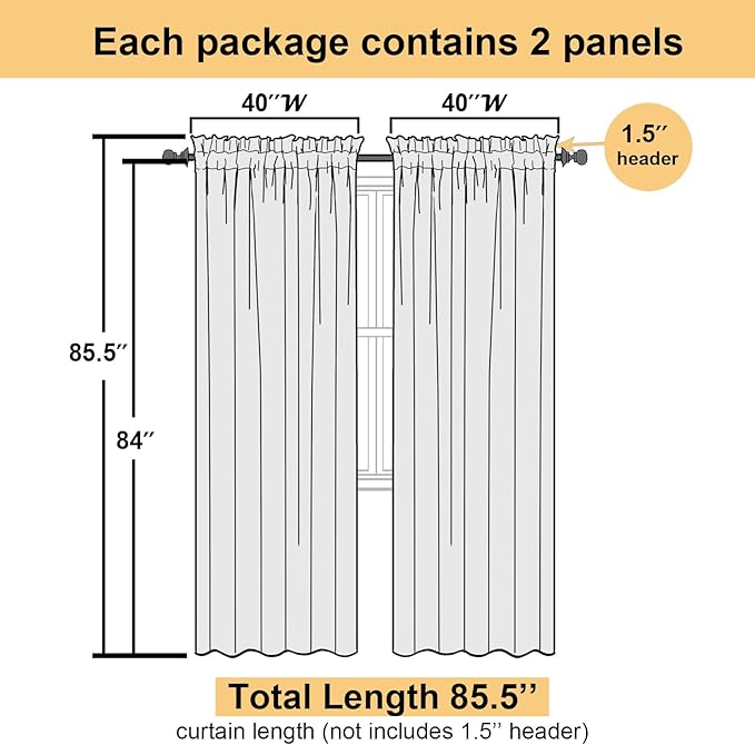 Lecloud Charcoal Grey Sheer Curtains 84 Inches Long 2 Panels, Voile Airy Light - Image 5