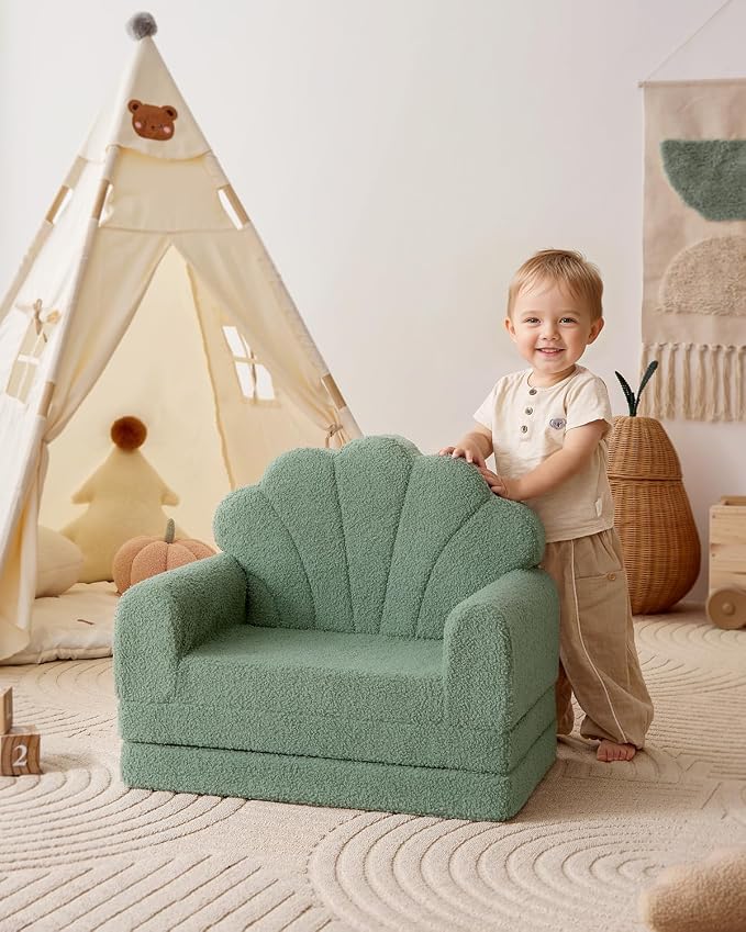 Blissful Diary Kids Couch, 2-in-1 Soft Toddler Couch Fold Out, Toddler Chair - Image 2