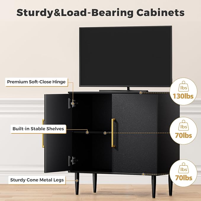 Vrullu Modern Storage Cabinet, Free Standing Buffet Cabinet, Wood Accent - Image 7