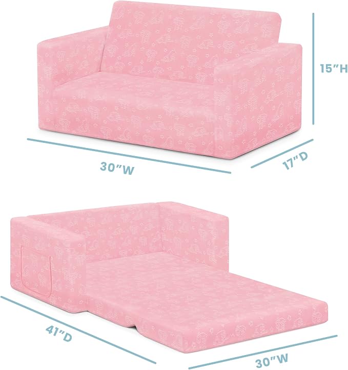 Delta Children - Serta Perfect Sleeper Kids 2-Seater Sofa, Convertible 2-in-1 - Image 3