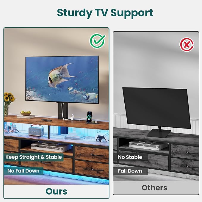 BTHFST TV Stand with Mount for 45/55/65/70 inch TVs, 51.2" LED TV Stand with - Image 6
