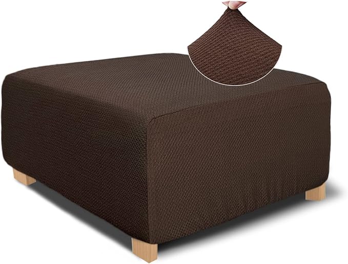 NeColorLife Rectangle Ottoman Cover Jacquard Fabric Slipcover Thick Stretchable by NeColorLife
