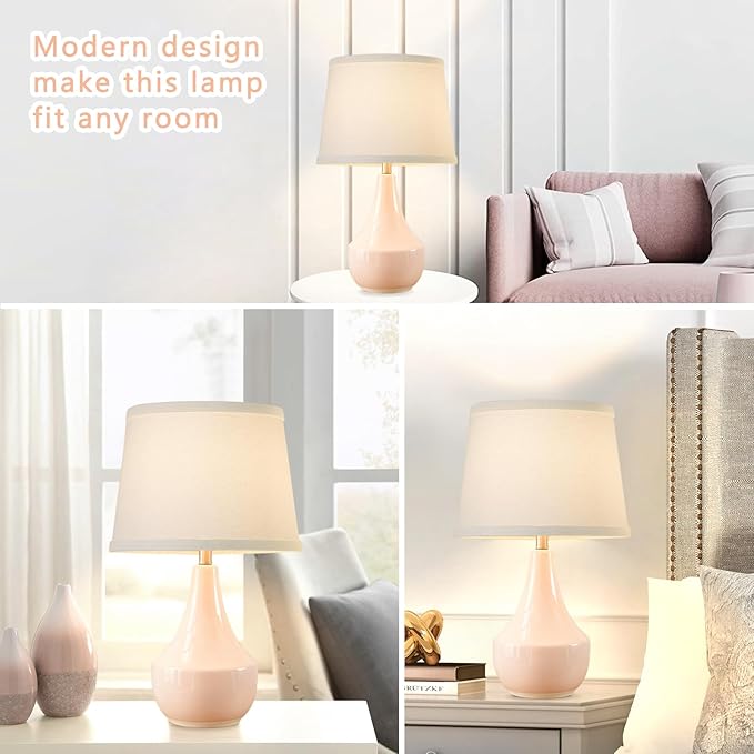 GyroVu 18" Table Lamp Set of 2, Ceramic Lamp Classic Beside Lamps Nightstand - Image 3