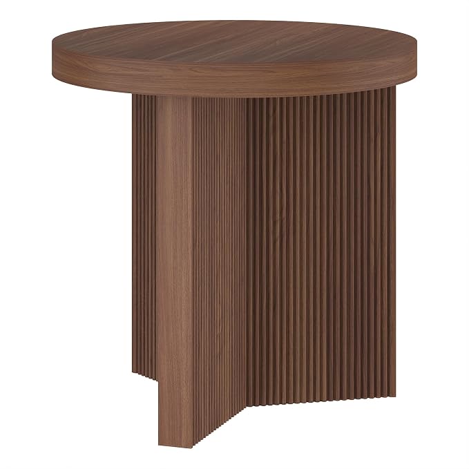 Henn&Hart 22'' Fluted Scandinavian Round End Table Ribbed Side Table, Nightstand - Image 5