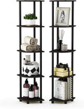 Furinno TURN-N-TUBE Corner Shelf Set of 2, 5-Tier Corner Bookshelf, Open by Furinno-FitsYourSpaceFitsYourBudget
