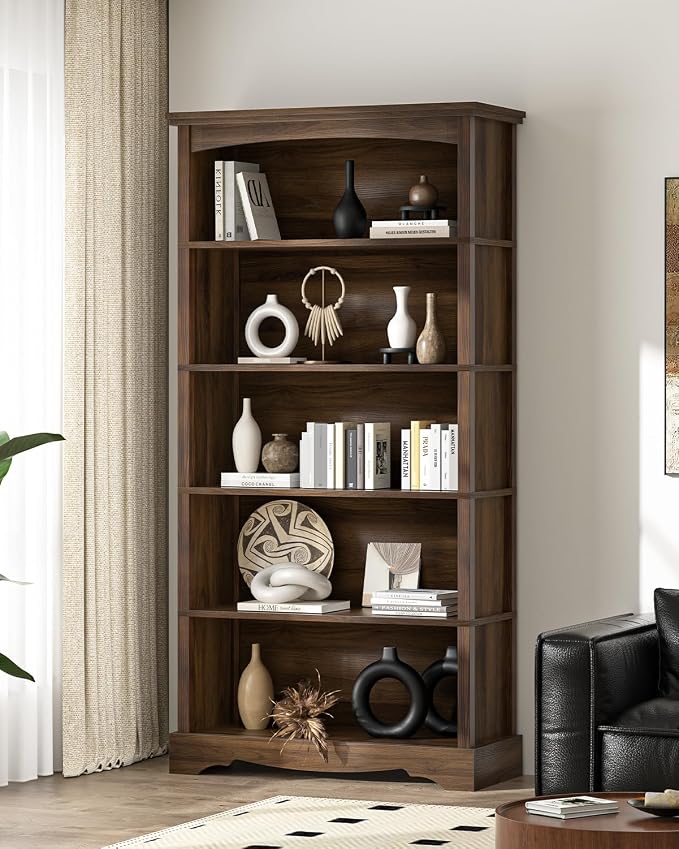 TVU 5-Tier Wooden Bookshelf, 31.5" W x 65" H ×9.9" D Bookshelf - Image 7