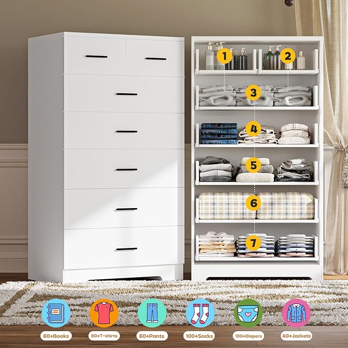 FJTJBSI 47.3" Tall Dresser for Bedroom Chests of Drawers - Image 6