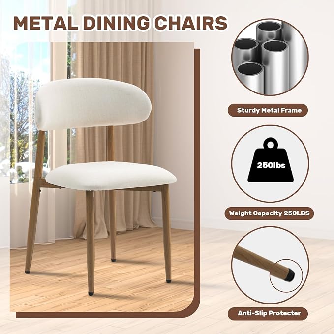 UVV Dining Chairs Set of 6, Metal Kitchen Chairs - Image 5