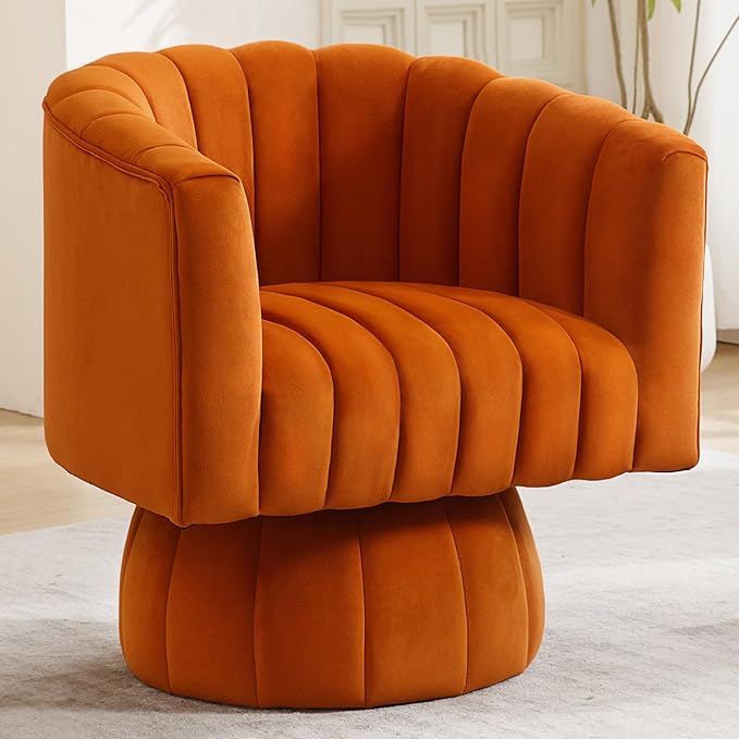 Swivel Accent Barrel Chair, Cute Comfy Small Round 360° Arm Chair, Velvet Sofa by YUUIJOAA