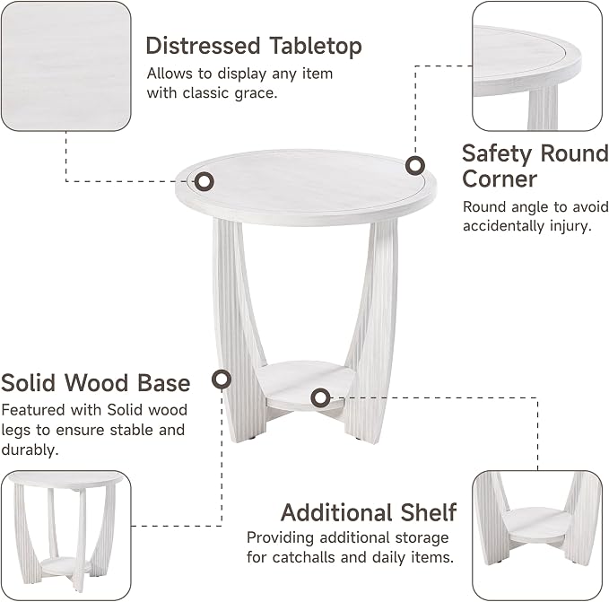 COZAYH Rustic Farmhouse end Table - Image 4