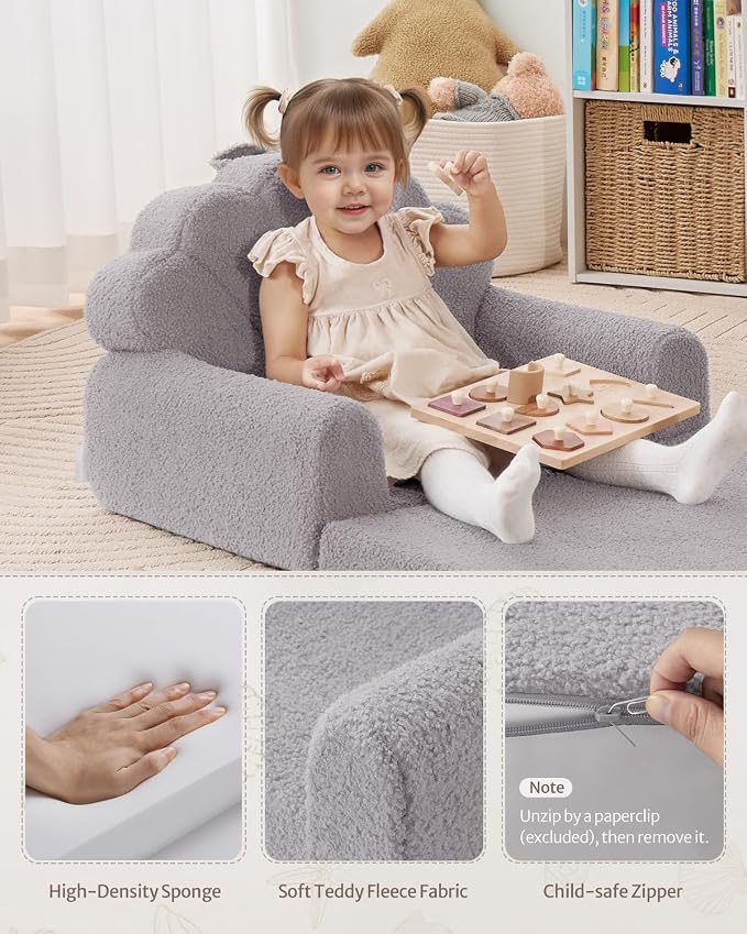 Blissful Diary Foldable Toddler Couch, 2-in-1 Comfy Toddler Chair & Lounger - Image 5