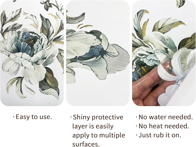 Floral Vintage Rub on Transfer for Furniture Large Flower UV DTF Transfer - Image 5