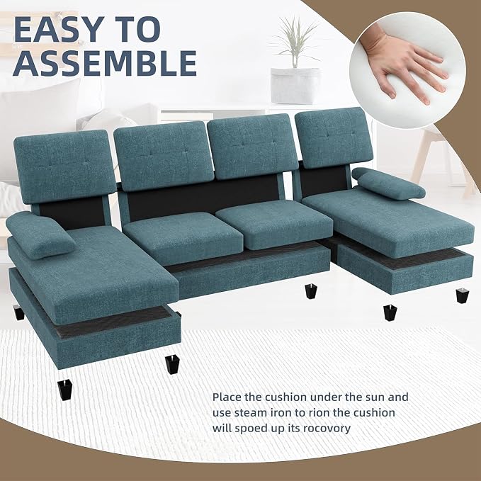 U-Shaped Sectional Couches for Living Room, 4 Seat Sofa - Image 7