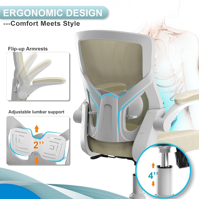 Office Chair for Long Hours & Lower Back Pain Relief – 4" Thick Molded Foam - Image 4