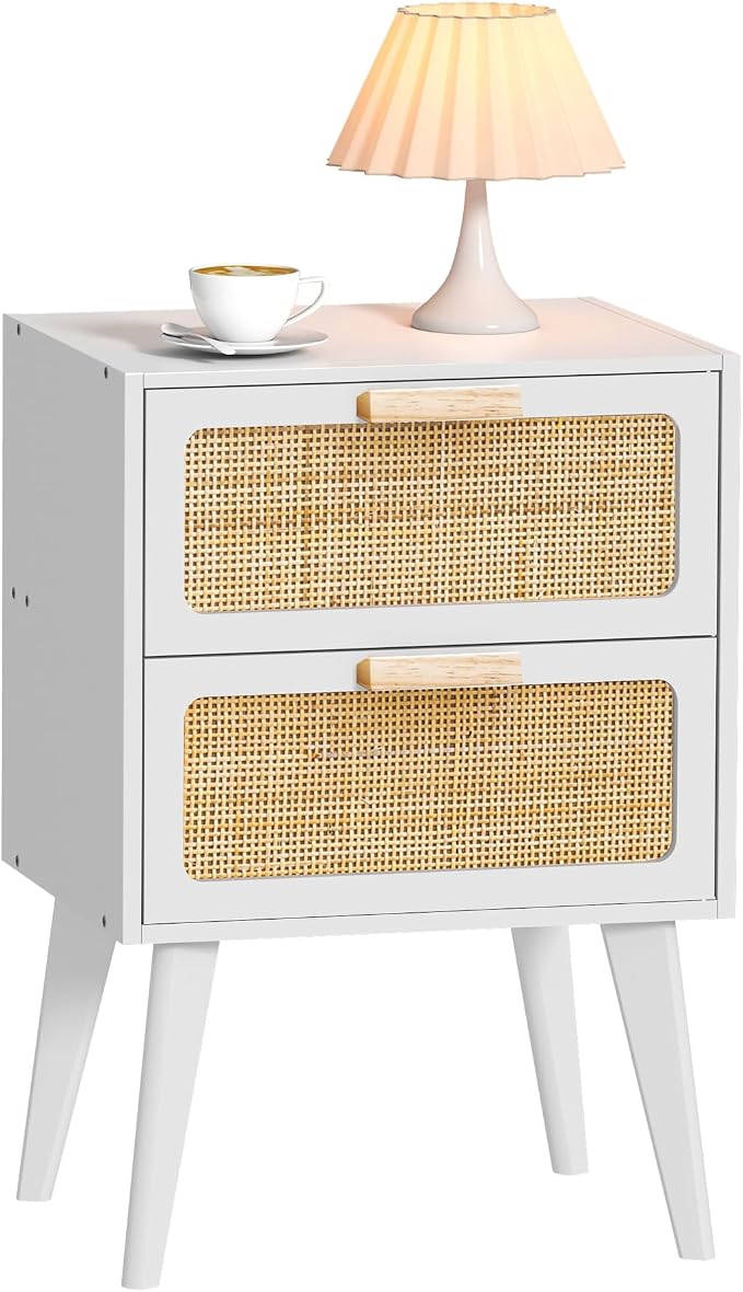 YAUKOMEL White Nightstand, Wood End Table, Side Table by YAUKOMEL