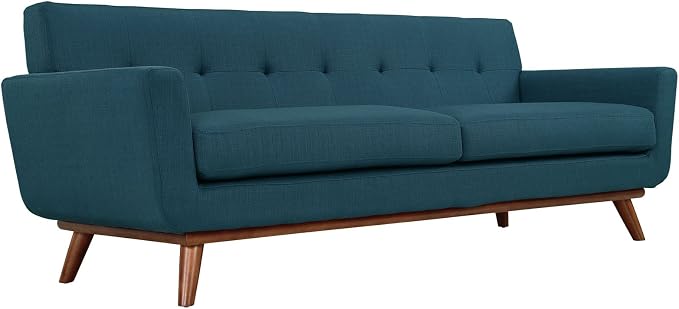 Modway Engage Mid-Century Modern Upholstered Fabric Sofa in Azure - Image 4