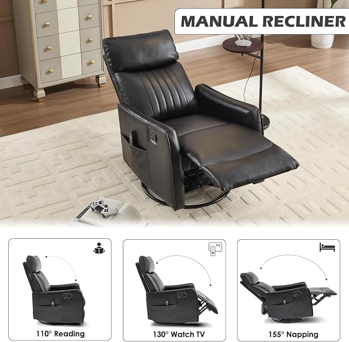 Trustyue Swivel Rocker Recliner Chair, 360° Swivel Recliner - Image 5