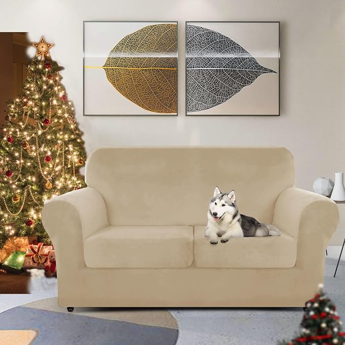 ZNSAYOTX Luxury Velvet Sofa Cover 3 Piece Stretch Loveseat Covers - Image 2